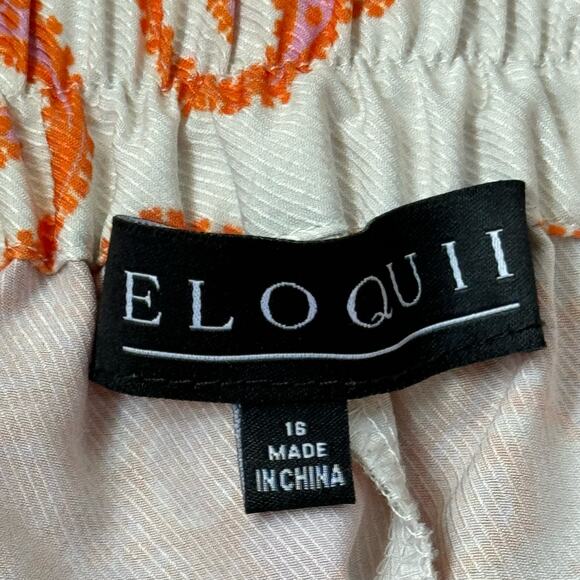 Eloquii Wide Leg Paisley Print Pants Orange Pink Women’s Size 16 - Picture 2 of 6